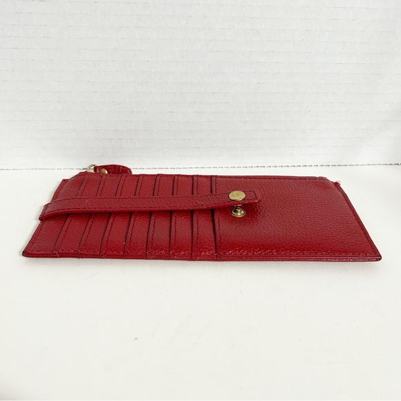 LODIS Leather Long Stacker Credit Card Organization Wallet Slim Red Fully Lined - Picture 4 of 10